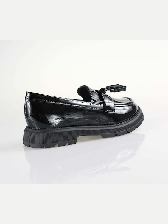 SmartKids Girls Patent Leather Moccasins Black