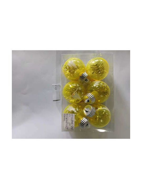 Satz 6 Gelbe Kugel Ornamente 6cm Satz 6 Gelbe Kugel Ornamente 6cm