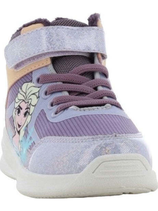 Frozen Παιδικά Sneakers High Ανατομικά με Σκρατς Λιλά