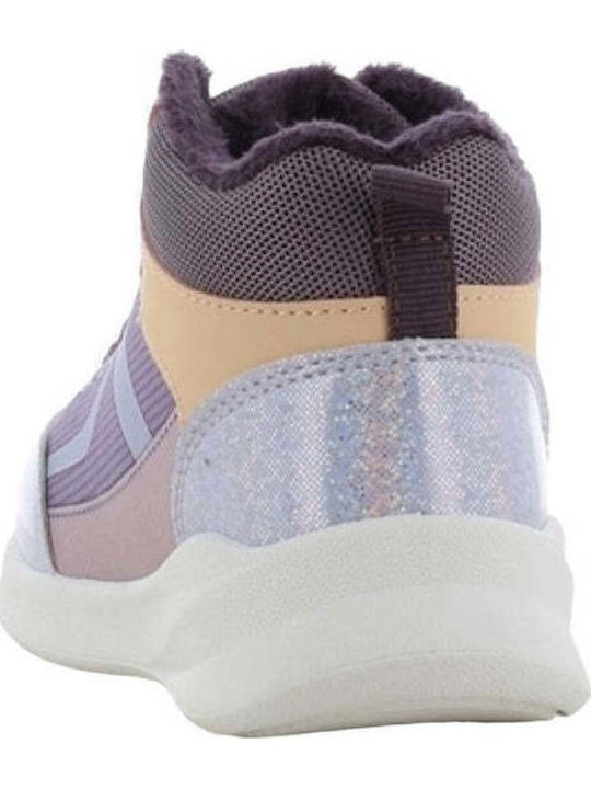 Frozen Παιδικά Sneakers High Ανατομικά με Σκρατς Λιλά