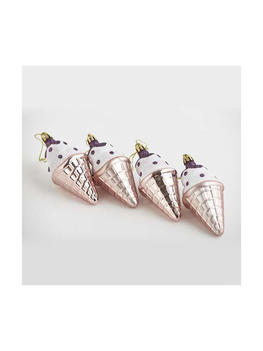 Set Weihnachtsbaumschmuck Süßigkeiten Kunststoffe Rosa 5x10cm 4 Stück