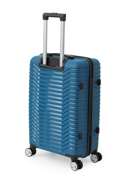 Amber Medium Hard Blue Travel Suitcase with 4 Wheels Height 65cm