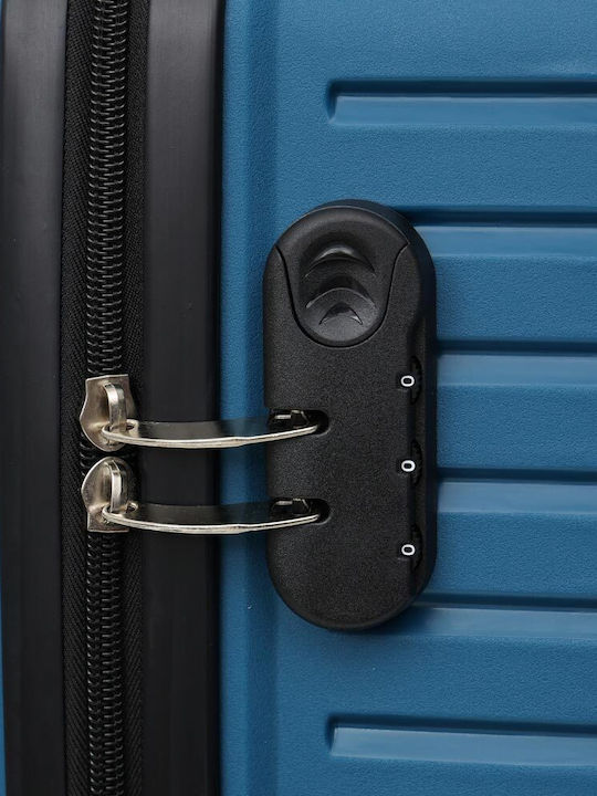Amber Medium Hard Blue Travel Suitcase with 4 Wheels Height 65cm