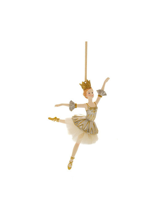 Hanging Ballerina Polyresin Ecru 5.5x9cm