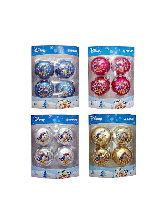 Mickey & Friends Hängendes Kugel Ornament Ornament Gold 7.5cm Set 4Stück