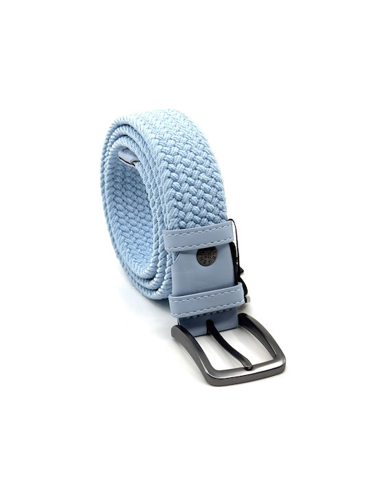 Legend Accessories Men's Knitted Leather Elastic Belt Light Blue