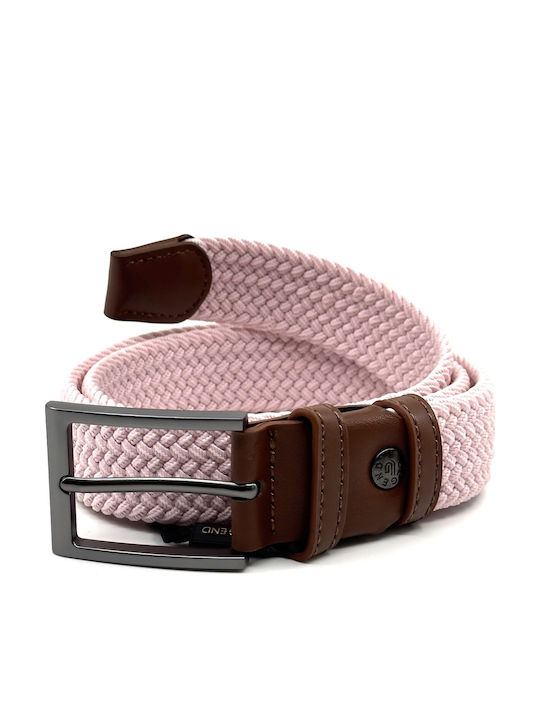 Elastic Men's Fabric Knitted Pink Belt