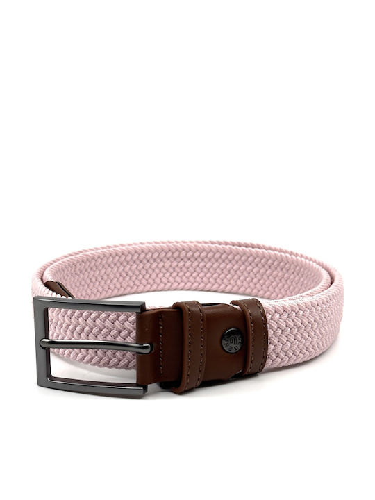 Elastic Men's Fabric Knitted Pink Belt