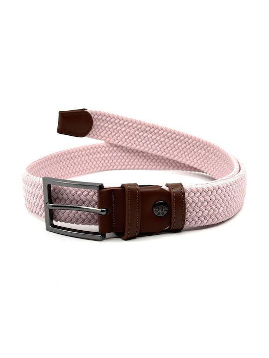 Elastic Men's Fabric Knitted Pink Belt