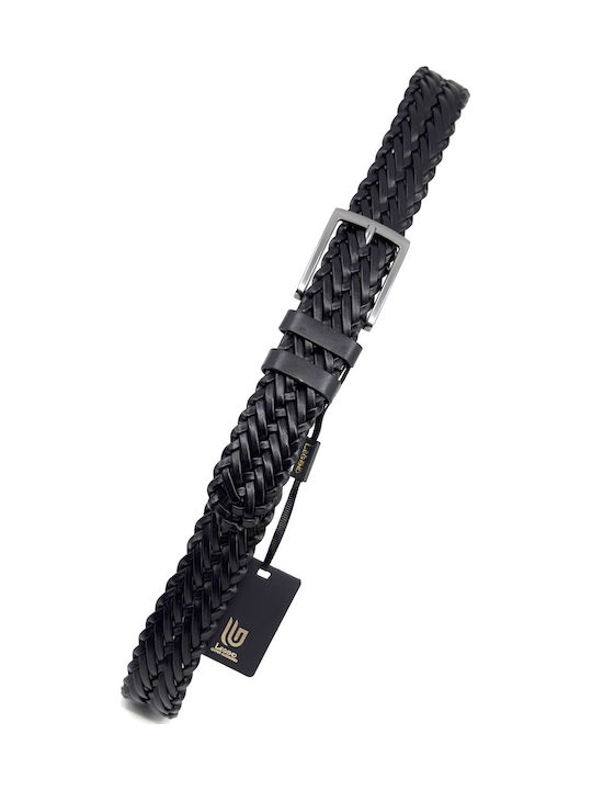 Men's Belt Leather Knitted Black