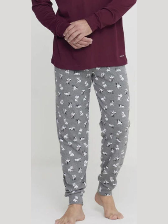 Noidinotte Men's Winter Pajamas Set Bordeaux