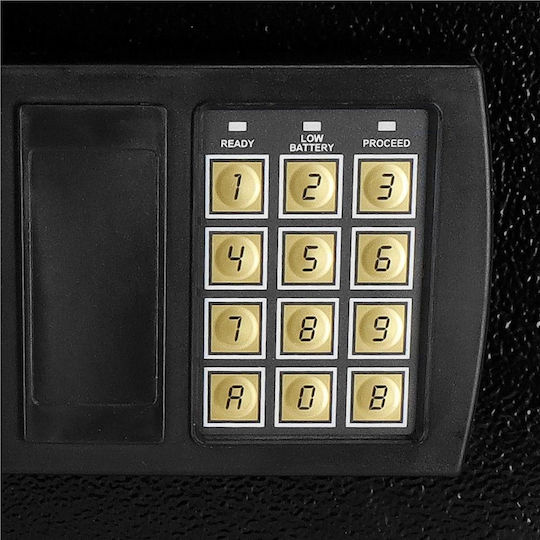 Seif electronic cu cod și cheie 200x310x200 mm oțel negru