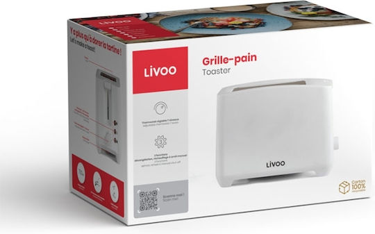 Livoo Toaster 2 Slots 750W White