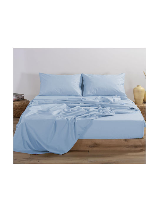 Nef-Nef Homeware Basic Pillowcase Set with Envelope Cover Light Blue 52x72cm.