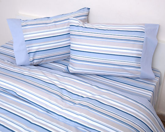 Anna Riska Sheet Sets Semi-Double with Elastic 120x205+25cm. Border 3003 Light Blue 3pcs