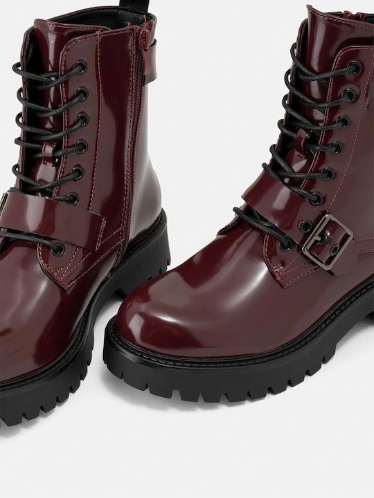 Stiefeletten Damen aus Lackleder Burgundisch