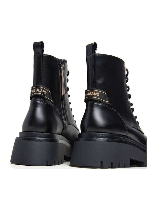 Drop 3 Queen Handler Leather Women's Ankle Boots with Medium Heel Black