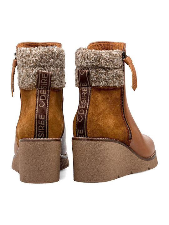 Leder Stiefeletten Damen Tabac Braun