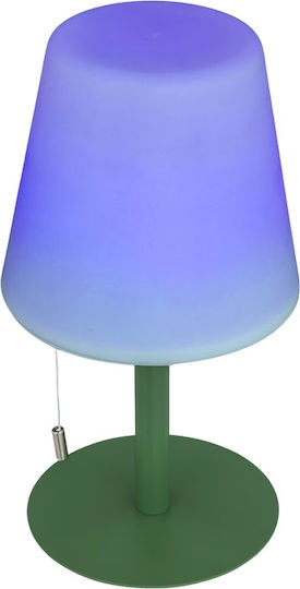 Atmosphera Zack Metallisches Tischlampen LED mit Weißem Hut und Grüner Basis