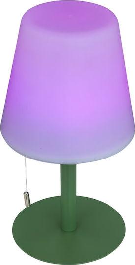 Atmosphera Zack Metallisches Tischlampen LED mit Weißem Hut und Grüner Basis