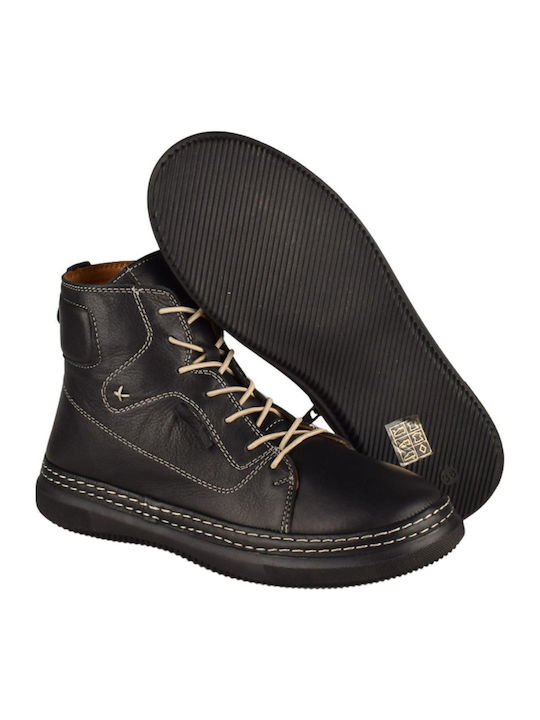 Leder Stiefeletten Damen Schwarz