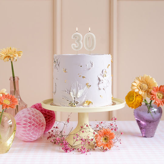 PartyDeco Birthday Candle Number "3" in Beige Color SCU14-3-013