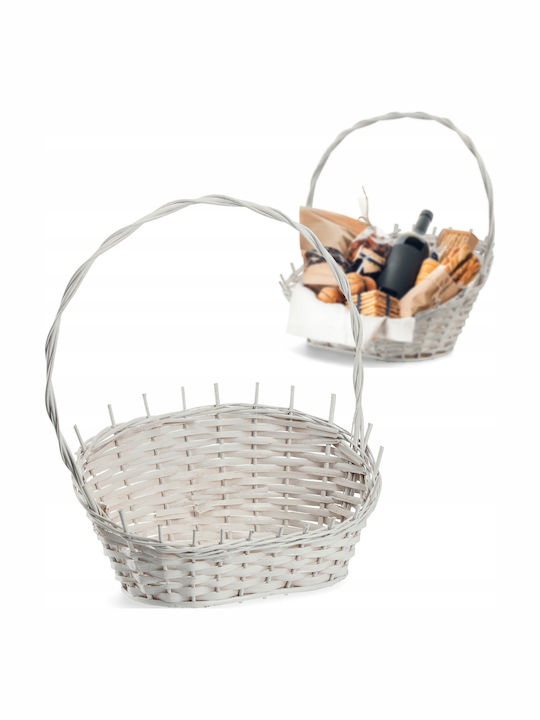 Kadax White Medium Wicker Gift Basket