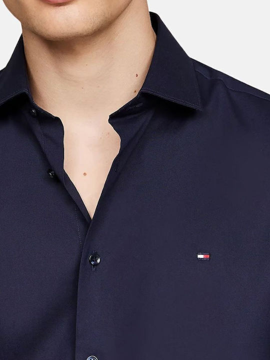 Long-sleeved Cotton Shirt Dark Navy