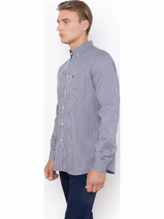 Chester Long-sleeved Cotton Shirt Checked Blue Brown
