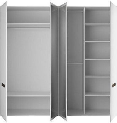Serveso Τετράφυλλη Ντουλάπα με Καθρέπτη 128x57x210cm Γυαλιστερό Λευκό, Άσπρο