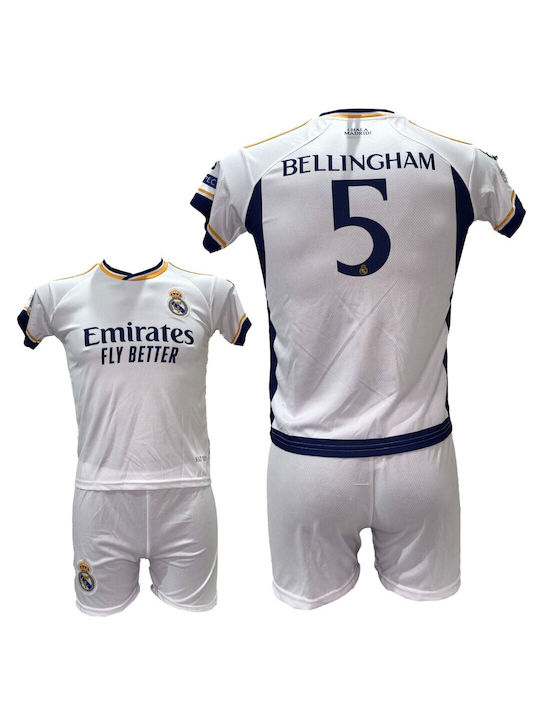 Kids' Real Madrid Bellingham Soccer Set White Blue 2211-19