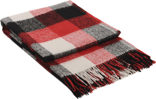 Palermo Black Red Wool Blanket 140/200 Cm Red