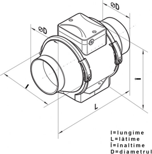150mm Duct Axial Fan 2 Speeds 467 552m³/h Timer