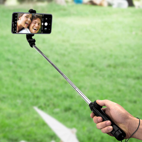 2 In 1 Bluetooth Selfie Stick Phone Tripod Retractable Remote Control Black