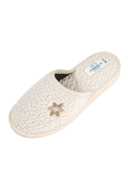 Woolen Winter Women's Slippers Beige
