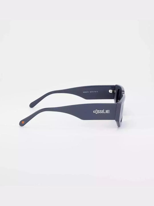Cosselie Acri Unisex Sunglasses with Gray Horn-Rimmed Frame and Gray Lenses