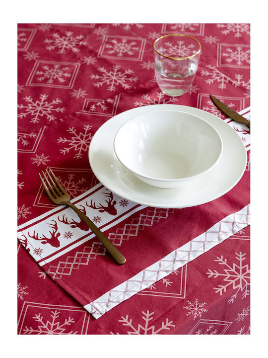 Nima Christmas Tablecloth Fabric Red L150xW190cm.