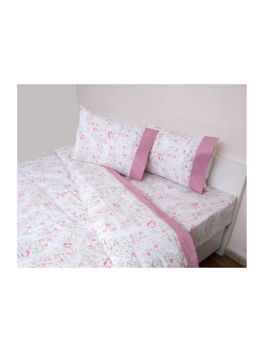Anna Riska Duvet Cover Set Cotton Queen with 2 Pillowcases 220x240 Border 3002 Pink