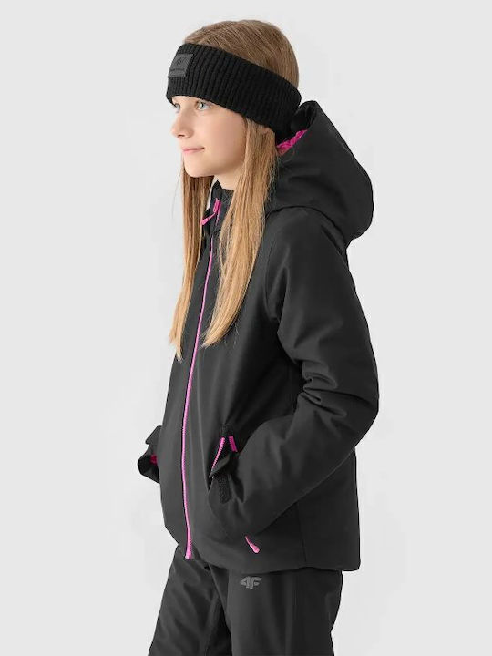 Kinder Sportjacke Winddicht mit Kapuze Schwarz