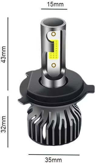 Set de 2 becuri LED H4 Cob H4 100W 12000 Lumen Lumină Alb Rece