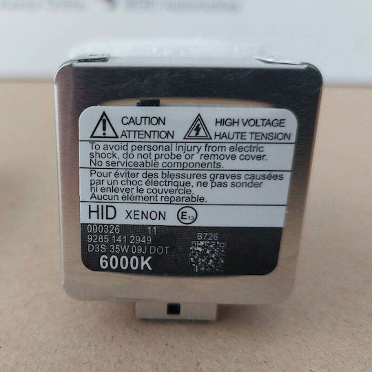 Set de 2 becuri xenon D3s 35w lumină albă rece 6000k 3200lm flanșă metalică