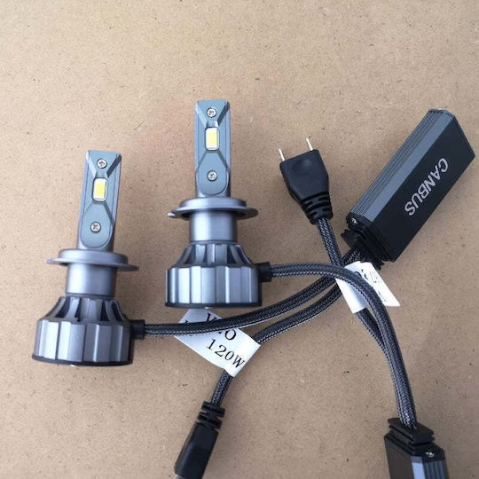 Set de 2 becuri LED H7 Canbus 120w 6000lm IP68 Fără Erori Lumină Albă