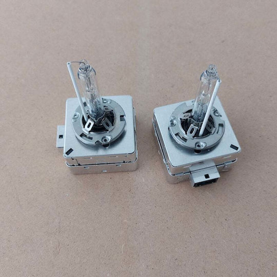 Set de 2 becuri xenon D3s 35w lumină albă rece 6000k 3200lm flanșă metalică