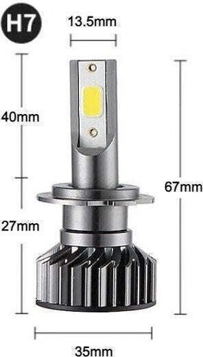 Set de 2 becuri LED H7 100W COB lumină albă rece 12000lm