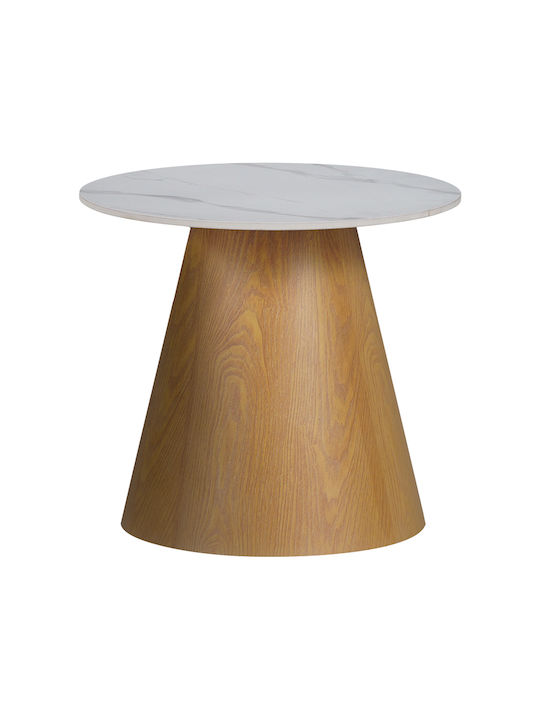 Round Side Coffee Table Soleire Aluminum White Marble W50xL50xH46cm