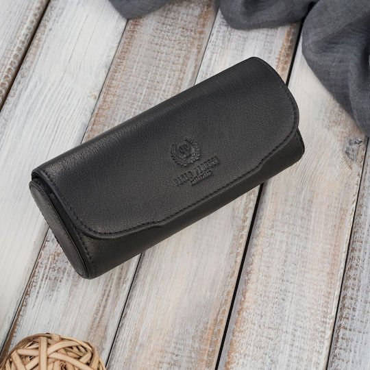 Toc pentru ochelari din piele verde Etui pentru creioane Paolo Peruzzi T-83-bl