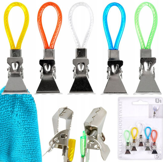 Set 10 Clips Hervorragende Haushaltswaren Handtücher Edelstahl 5,5x1,5 cm Mehrfarbig