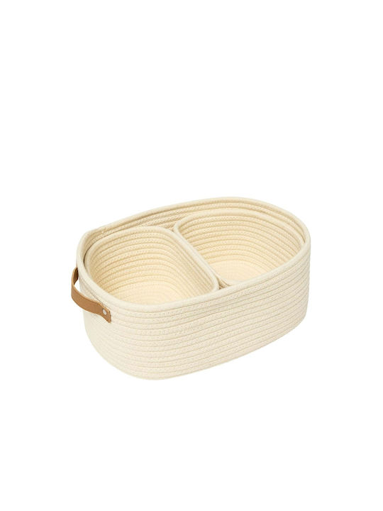 5Five Fabric White Storage Basket 32x25x12cm 3 Pieces