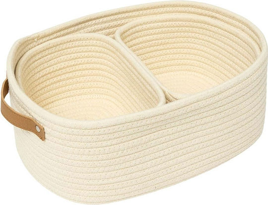 5Five Fabric White Storage Basket 32x25x12cm 3 Pieces