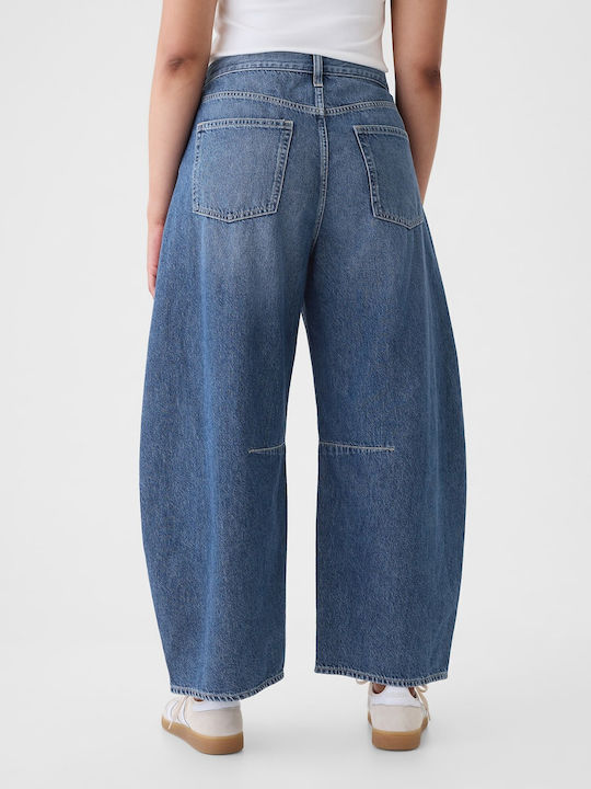 Hoch tailliert Damenjeans Dark Blue Indigo
